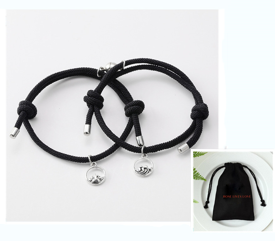 Древний серебряный браслет ручной работы с магнитом для влюбленных «Клятвы любви»