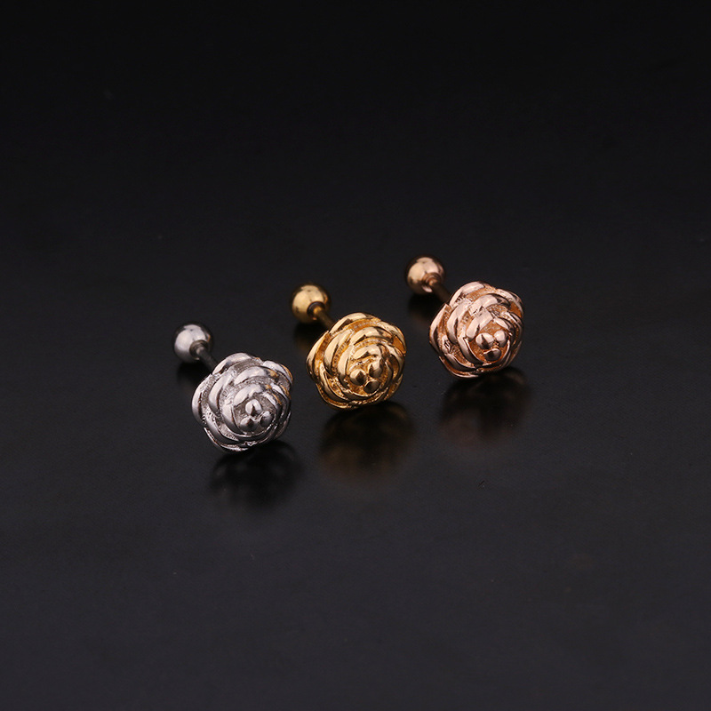 Floral Double Head Screw Stud Stainless Steel Stud Stud