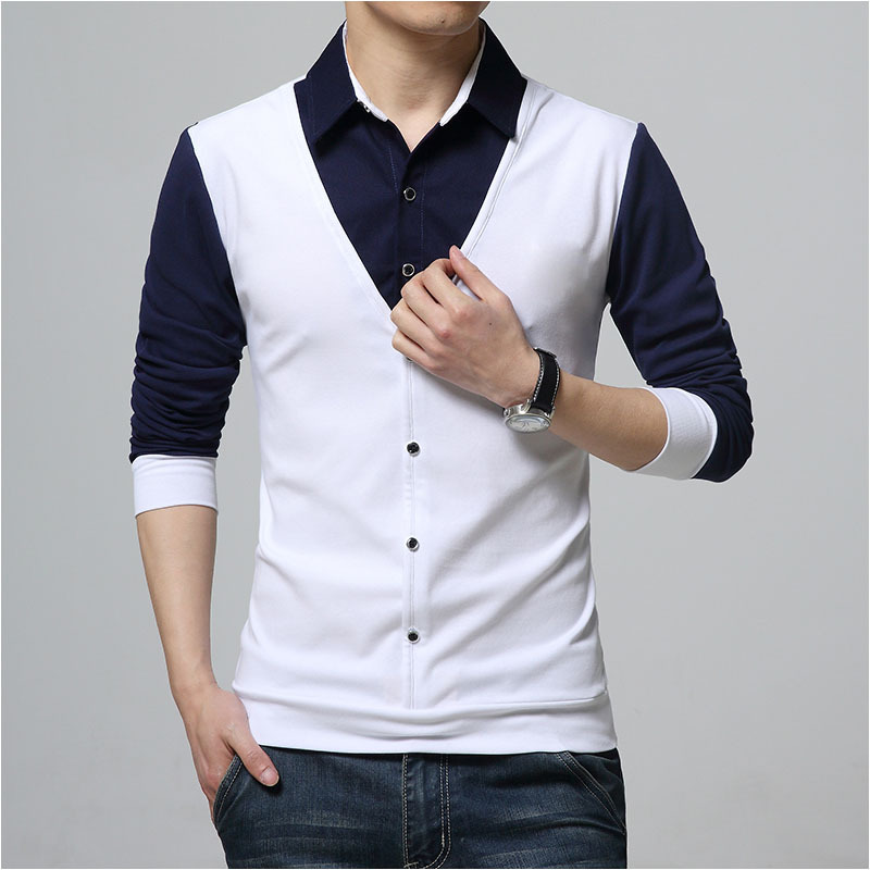 Autumn New T Shirt Plus Size Men's Lapel T Shirt Bottoming Shirt