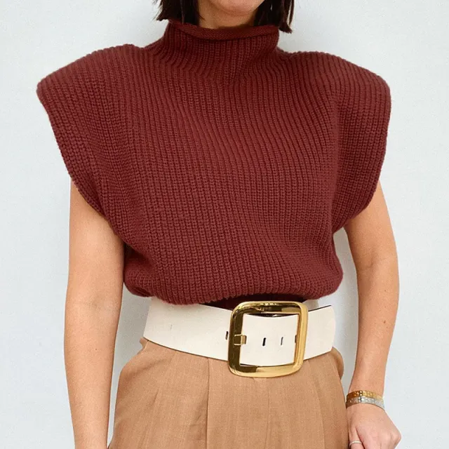 Temperament High Neck Short Sleeved Sweater Top Women Red - Shop at LoveMi