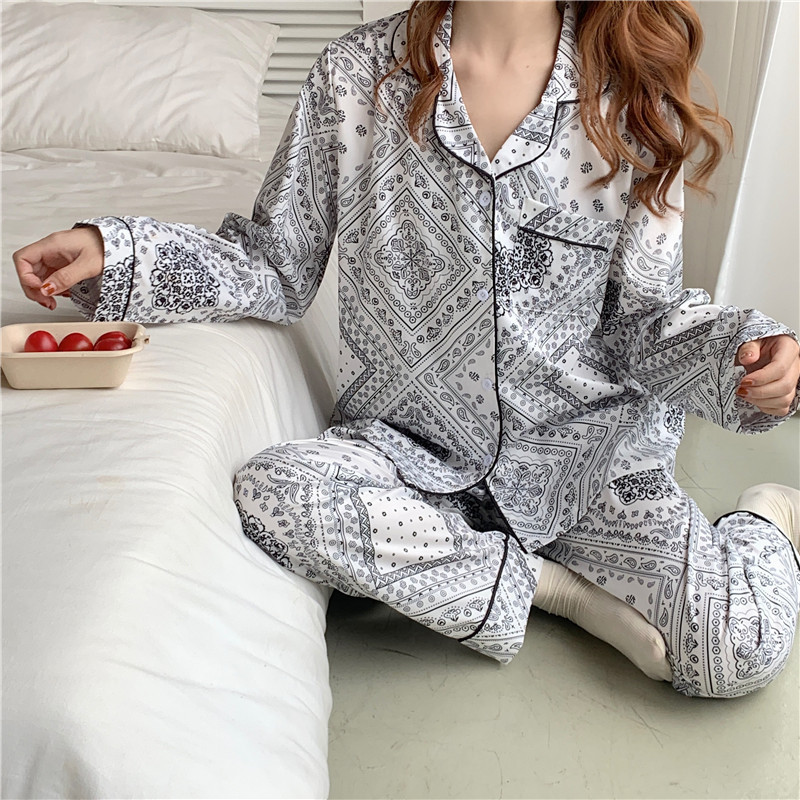 Ethnic Style Thin Long-Sleeved Home Service Pajamas Set Home Service