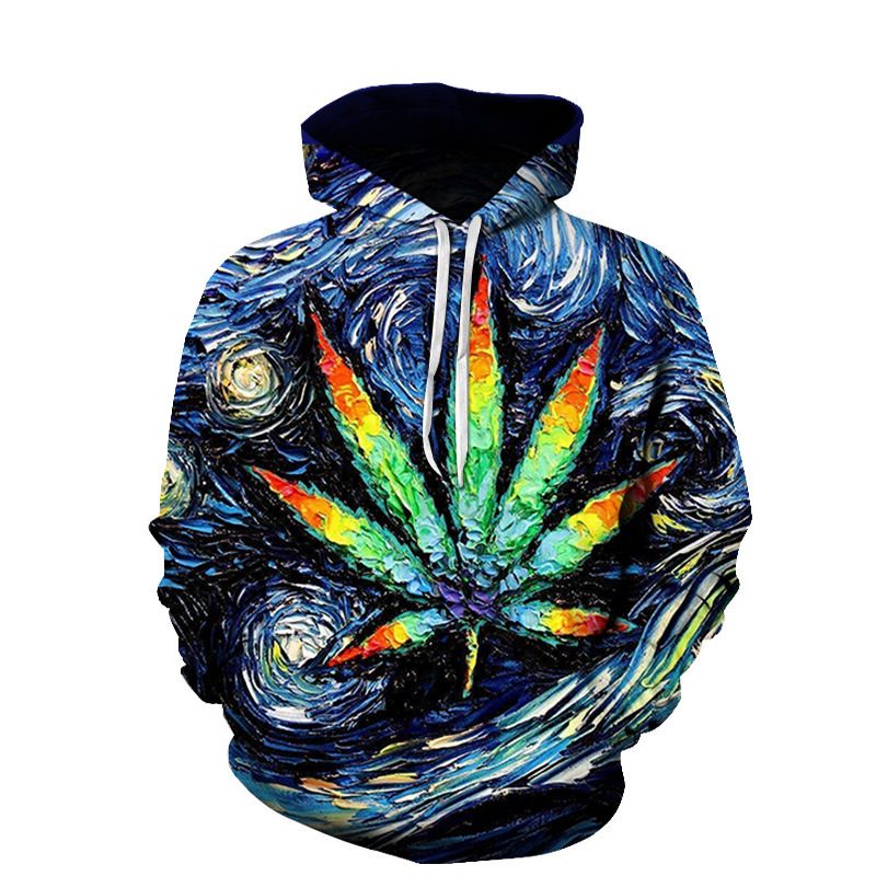 Printed Big Leaf Couple Hoodie Baseball Uniform