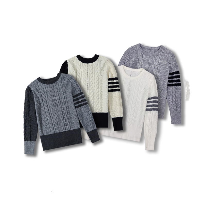 The New College Lazy Style Loose Four-Bar Knit Sweater