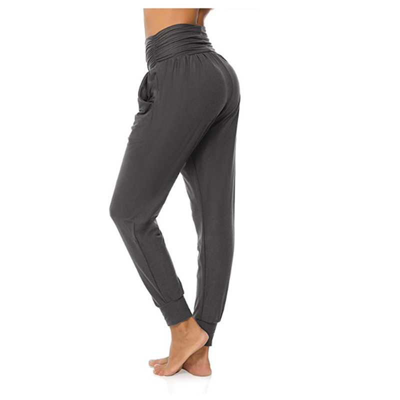 Pure Color Women's Tall Waist Yoga Loose Sports Casual Pants