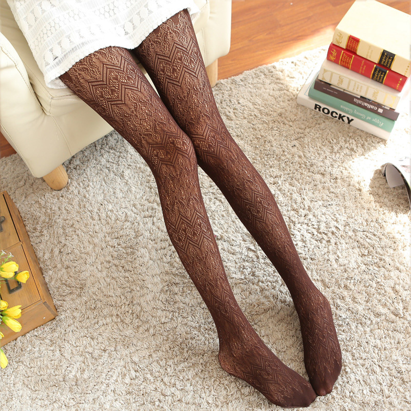 Title 5, Sexy Hollow Lace Jacquard Pantyhose Was Thin Retro