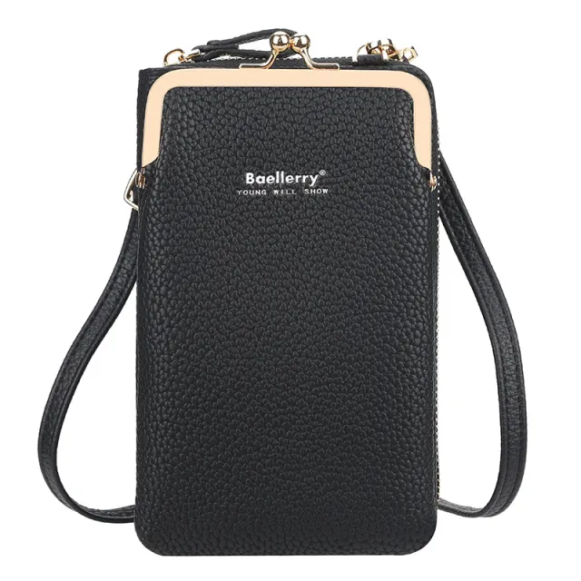Mid Length Mobile Phone Bag Women Fashion Zipper Vertical Crossbody Bag Black - Shop at LoveMi