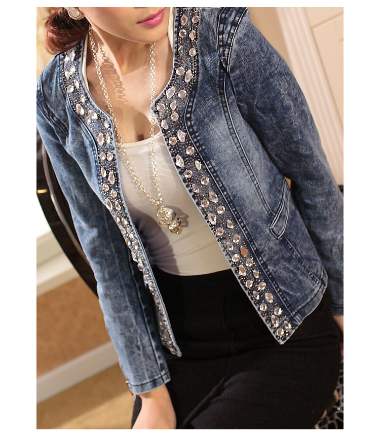 Rhinestone Sequin Vintage Denim Jacket