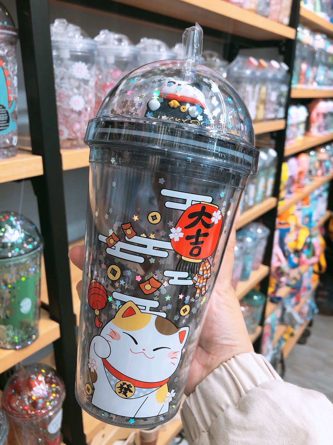 New Lucky Cat Straw Cup