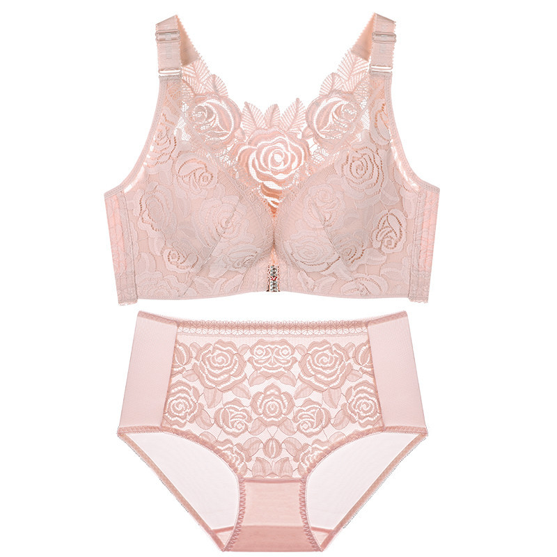 Title 1, Front Buckle Rose Beauty Back Plus Size Bra Set