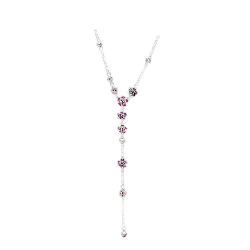 Manman Peach Blossom Series S925 Silver Necklace Adjustable Necklace