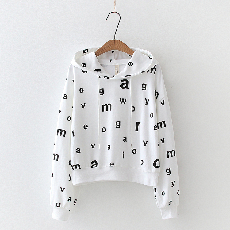 Title 2, Autumn Female Letter Print Loose Long Sleeved S...