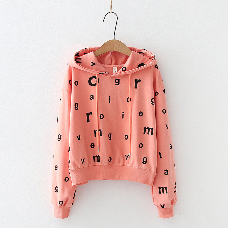 Title 5, Autumn Female Letter Print Loose Long Sleeved S...