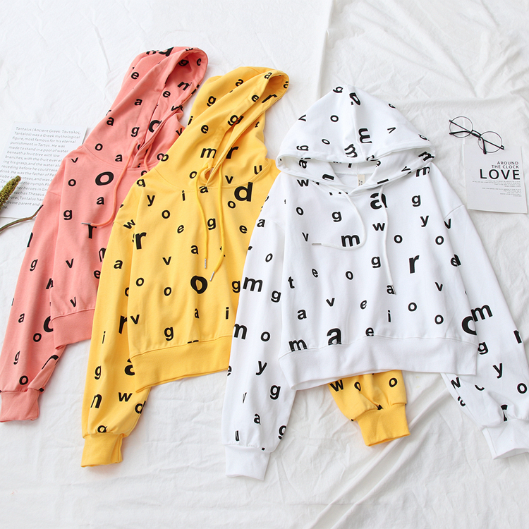 Title 7, Autumn Female Letter Print Loose Long Sleeved S...