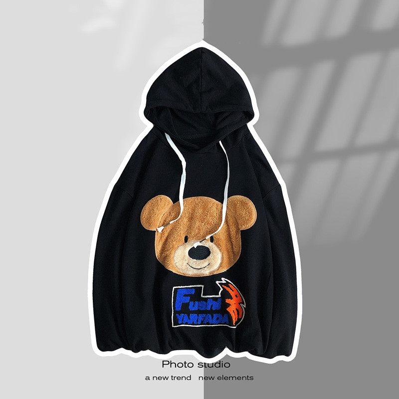 Title 6, Plush Bear Embroidered Sweater Pullover Hoodie