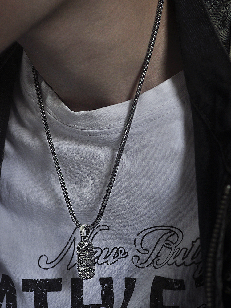 S925 Sterling Silver Vintage Square Foxtail Necklace