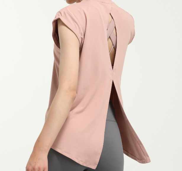 Temperament Quick Drying Sportswear T Shirt Fashion Yoga Clothes Peony Pink - Shop at LoveMi