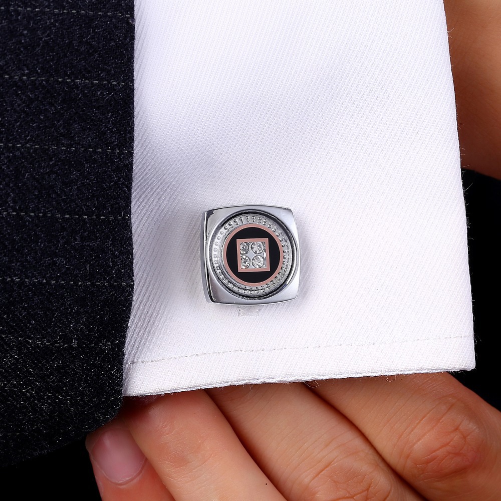 Square Crystal Rhinestone Cufflinks, picture 2 of 4