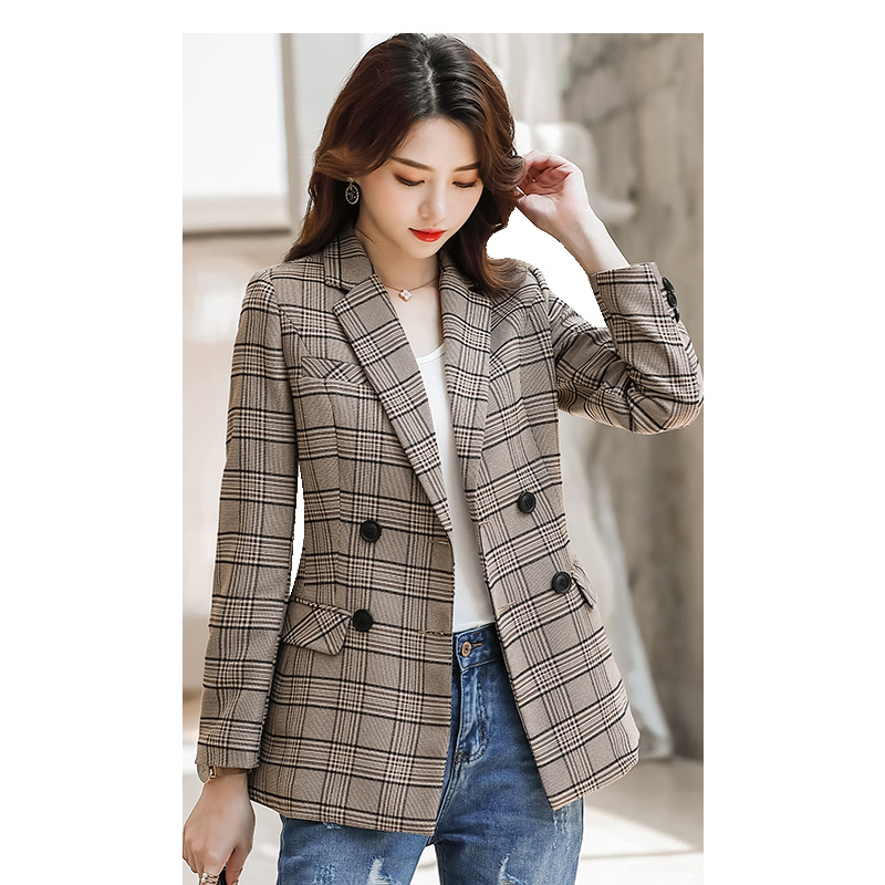 Korean Version Of The Brown Plaid Suit Women