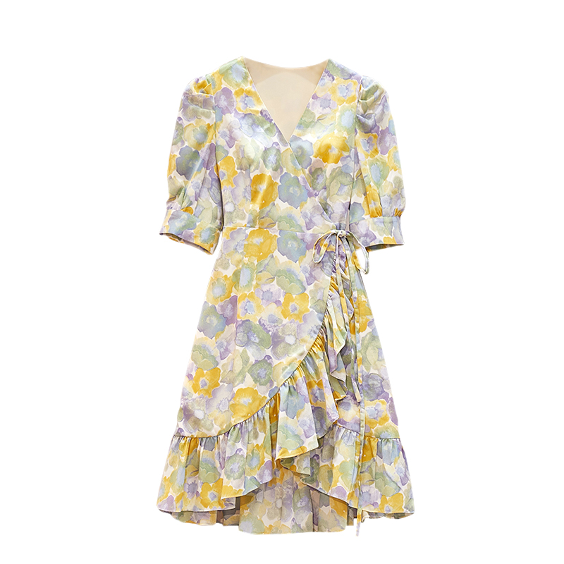 The New Korean Fashion Loose And Slimming Floral Chiffon Dress
