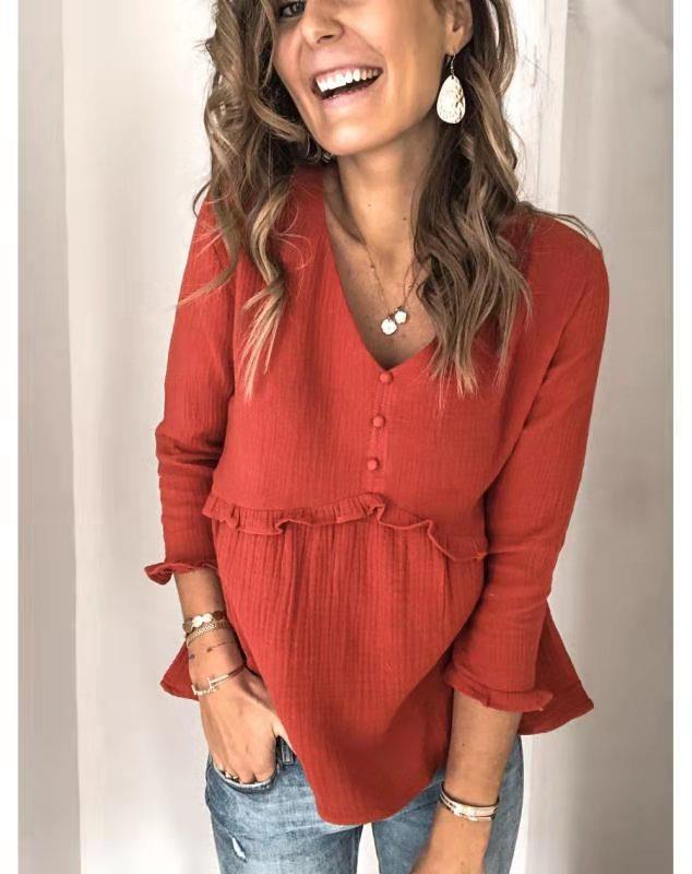 Slim-Fit Long Sleeve T-Shirt With Pullover V-Neck