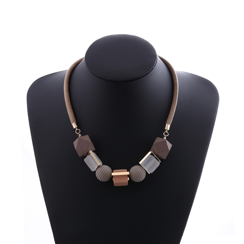 Irregular Bead Geometric Shape Ice Cream Color Necklace