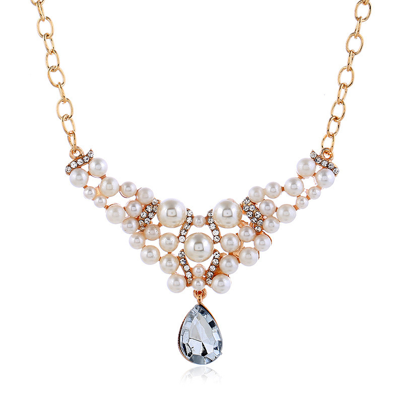 High-end Rhinestone Pearl Pendant Necklace