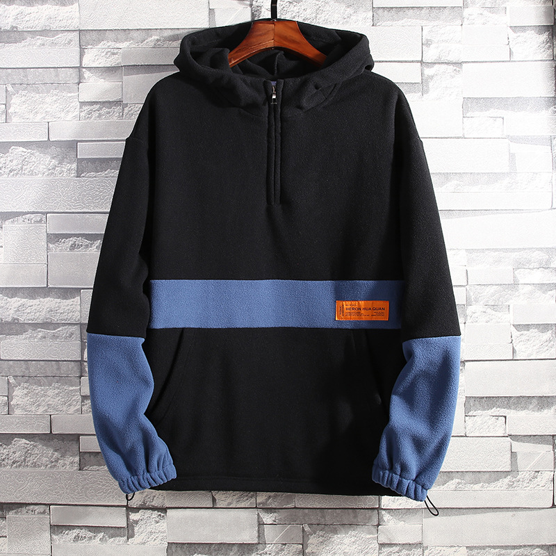 Polar Fleece Pullover Tooling Jacket Men's Autumn New Casual Stand Up Collar Jacket