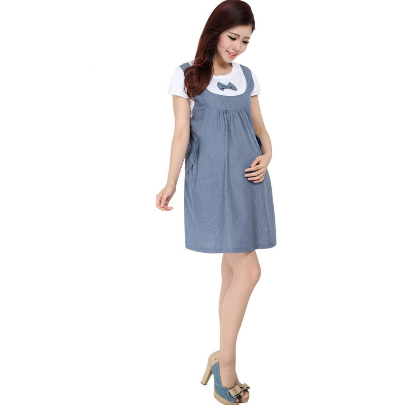 Korean Fashion Short-Sleeved Cotton Maternity Dress Loose Plus Fat Plus Size