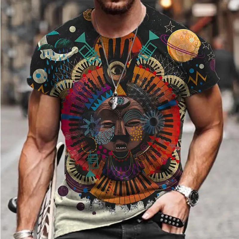 Men's Fashion Street Retro Style Round Neck T-shirt
