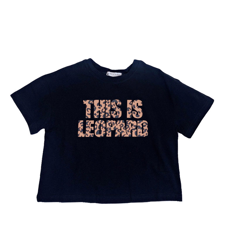 Boys Summer New Cotton Leopard Print Short-sleeved T-shirt