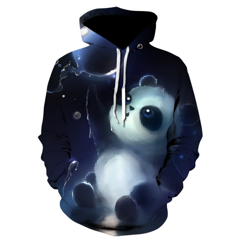 Digital Printed Sweatshirt European and American Big Eye Panda Loose Hooded 3D Hoodie