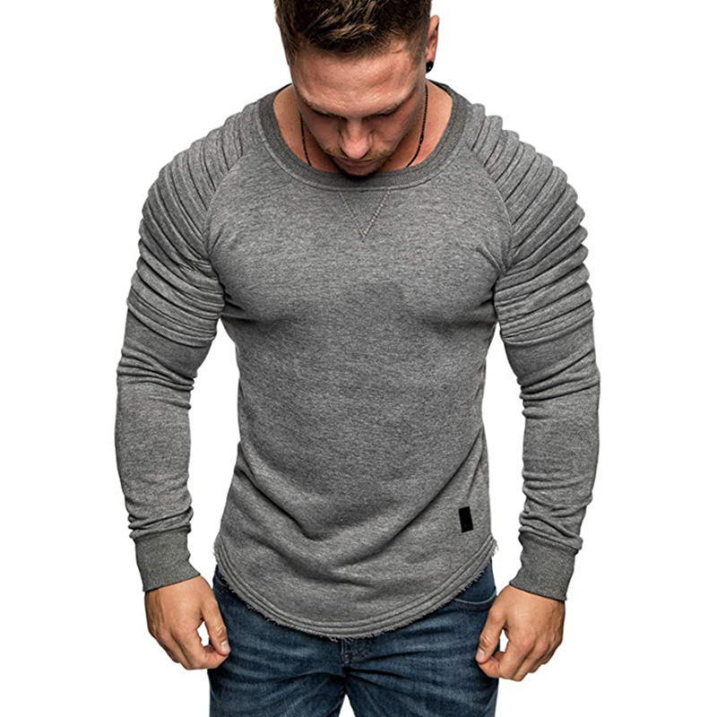 Title 3, Plissiertes Sport-Pullover-Sweatshirt mit Rundh...