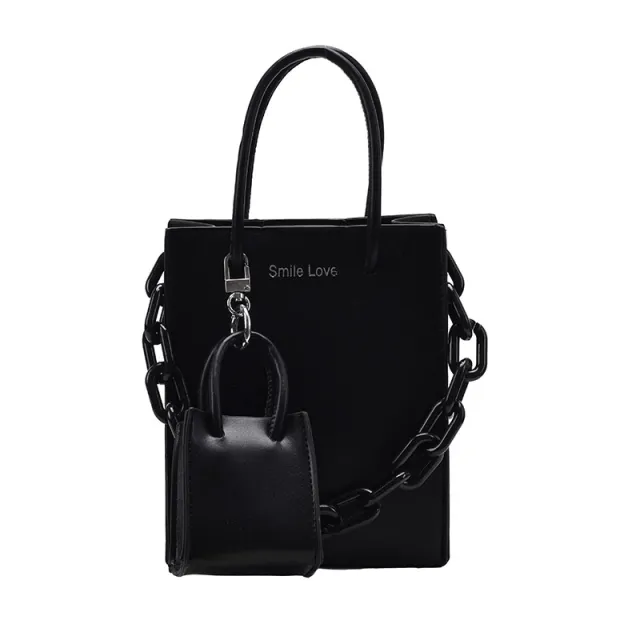 Western Style Handbag Ins Textured One Shoulder Messenger Bag Black - Shop at LoveMi