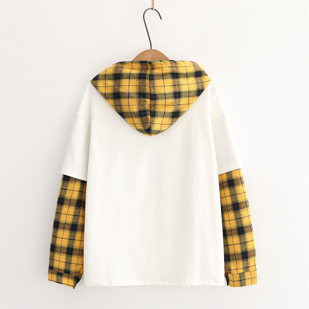 Title 5, Cat Plaid Collar Hooded Long Sleeve Sweatshirt