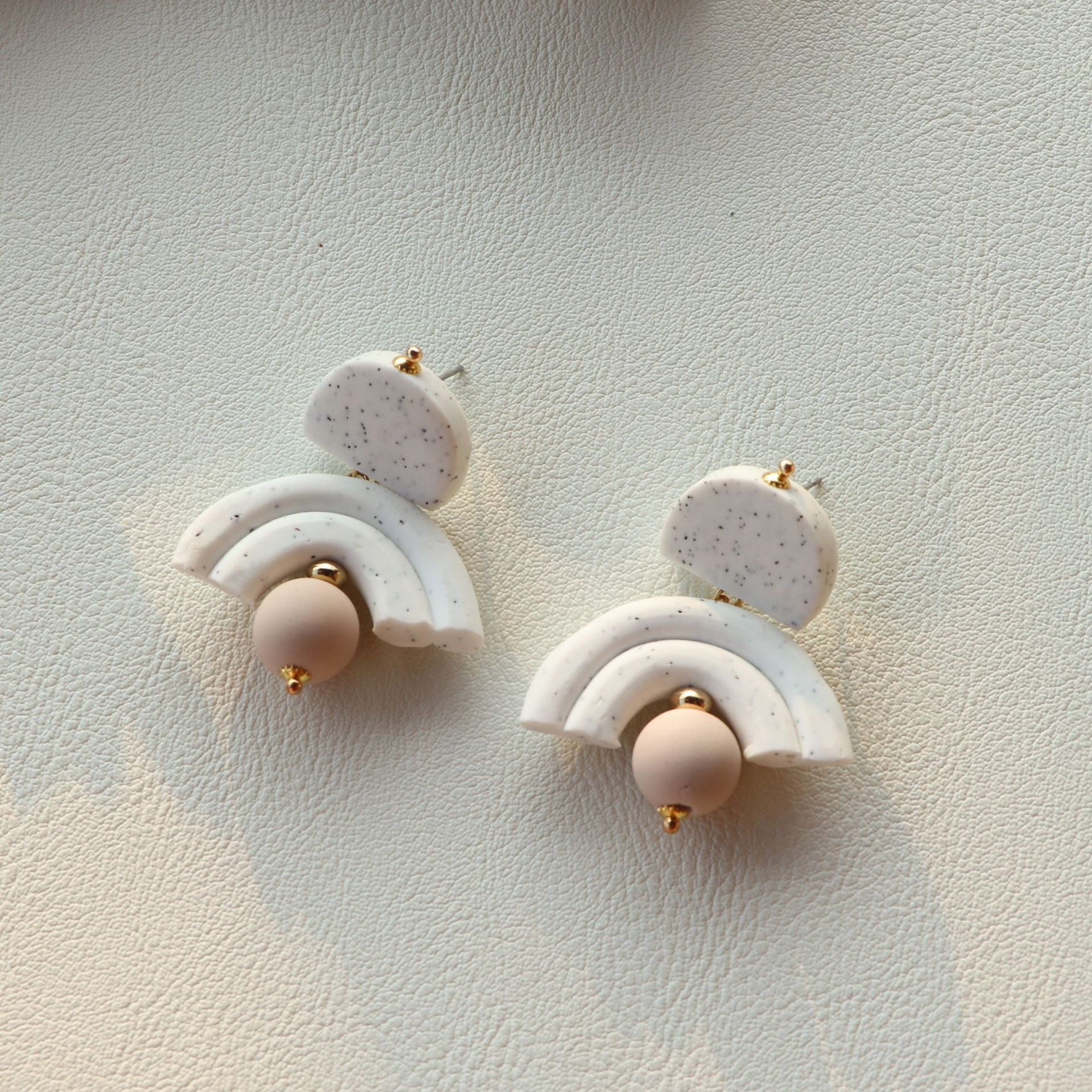 Pottery Mud Contrast Color Geometric Combination Earrings