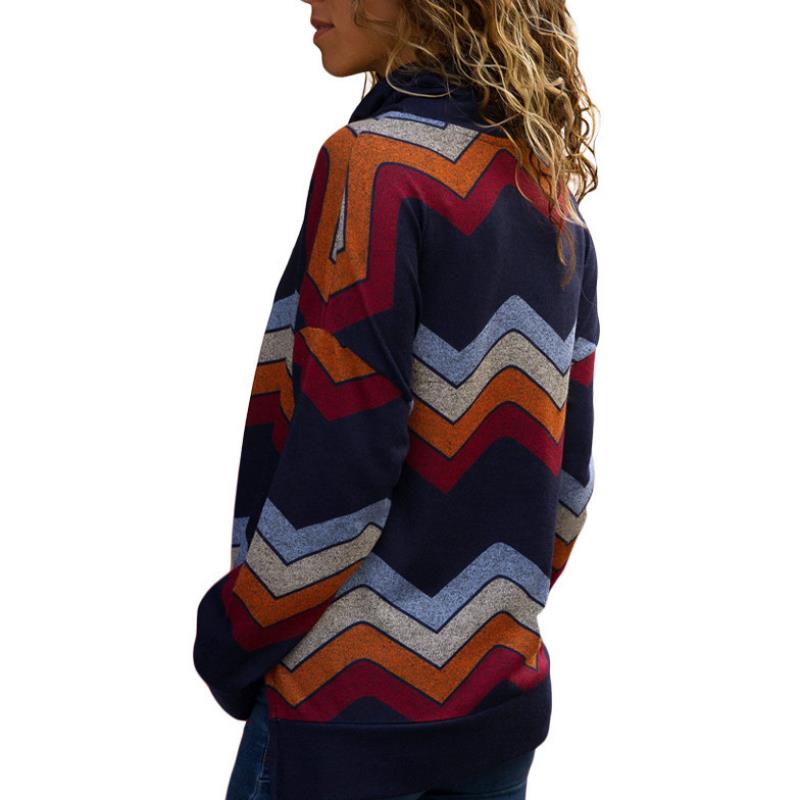 Autumn Leisure Geometric Pattern Long Sleeve Grinding Wool Sweater