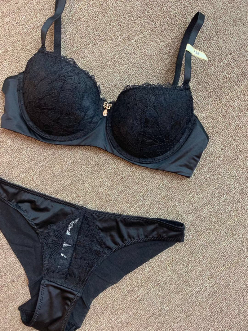 Title 9, Sexy Lace And Gold Silk Gathered Bra Set