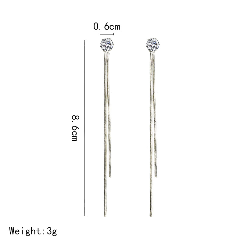 Popular Long Version Tassel Earrings Personality Simple Zircon Earrings