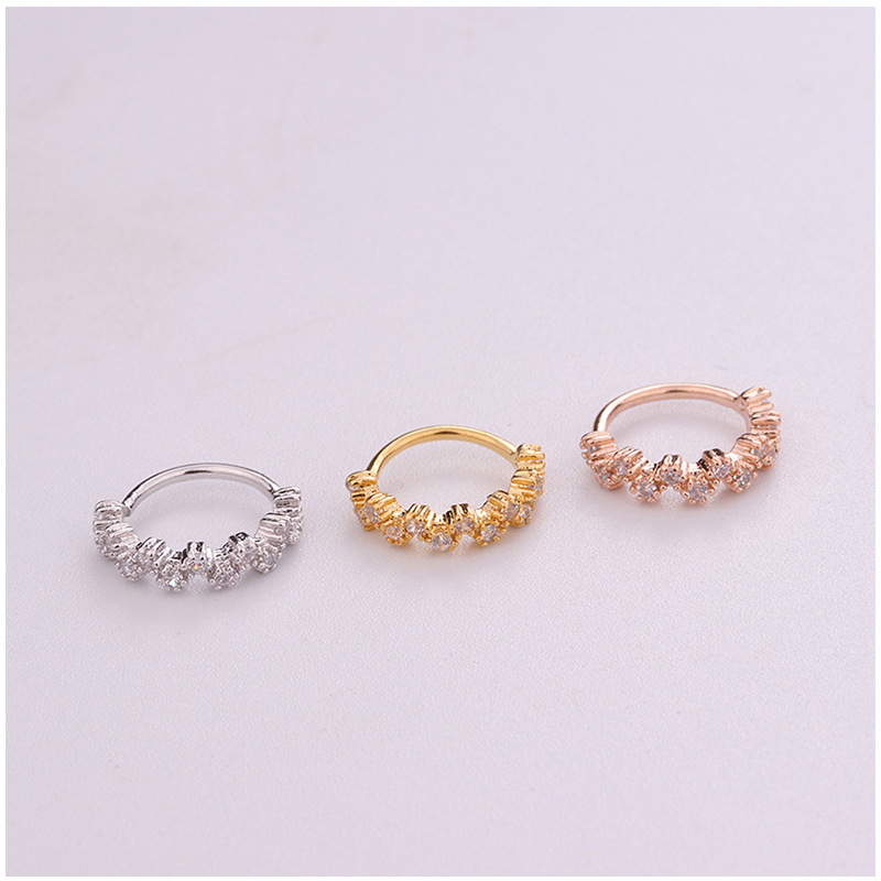 The New Copper Ear Bone Nails Micro-Inlaid Zircon Nose Ring Leaf Ears