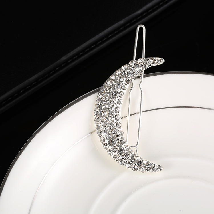 Zinc Alloy Jewelry Full Rhinestone Moon Hairpin Hairpin