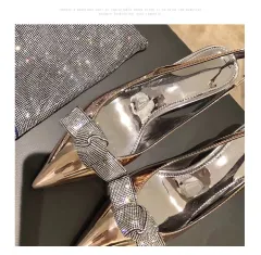Women's Shoes Back Space High-Heeled Women's Shoes Bow Knot Toe Cap Sandals Women - Champagne-42 - View 1