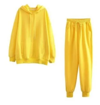 New Autumn And Winter European And American Hooded Sweater Plus Velvet Thickening Yellow - Shop at LoveMi