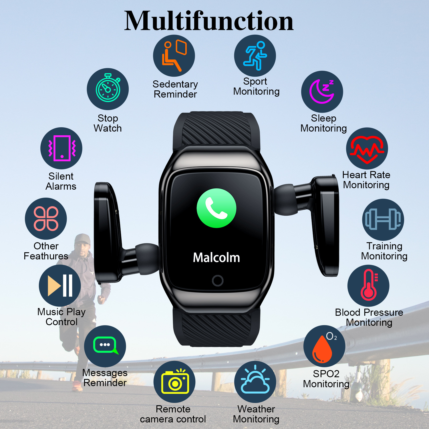 Wireless Sports Color Screen Smart Watch Bracelet - Image 2