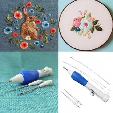 Pratical ABS Plastic DIY Magic Embroidery Pen Set Needle