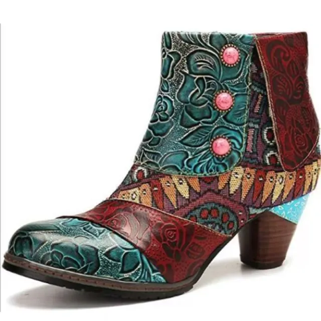 Handmade stitching Martin boots thick heel Martin boots Green - Shop at LoveMi