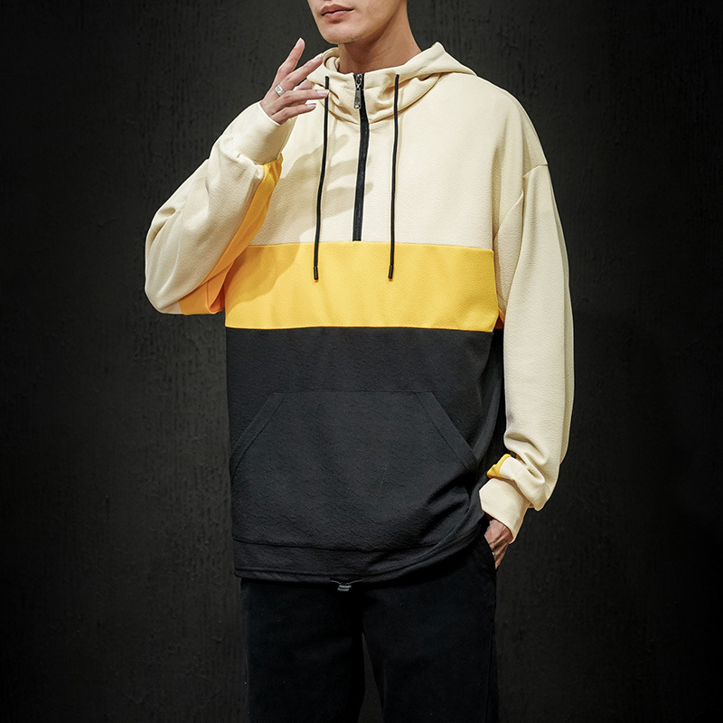 Casual Hooded Pullover Stitching Sweater