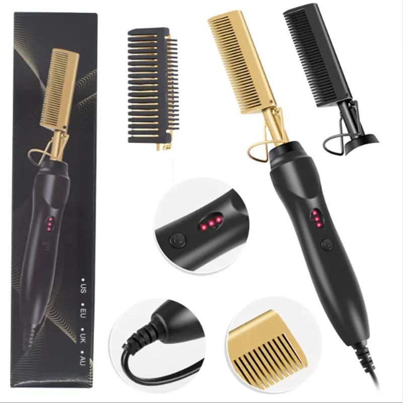 Electric Straight Hair Curling Comb Dry Wet Dual Purpose