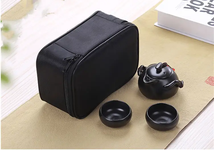 Tea Set, Teapot, One Pot, Portable, Customized, Complete Logo Set, Ceramic, Two Cups, Outdoor Quick Travel, Home Kung Fu