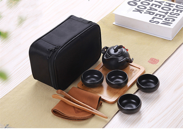 Tea Set, Teapot, One Pot, Portable, Customized, Complete Logo Set, Ceramic, Two Cups, Outdoor Quick Travel, Home Kung Fu