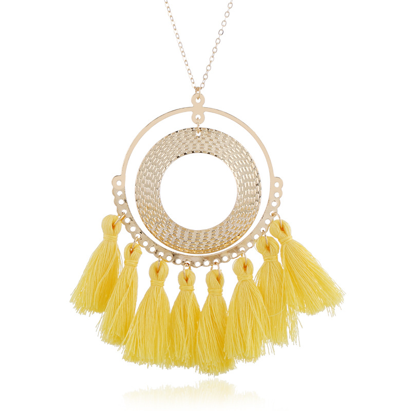 Exaggerated Fan-Shaped Tassel Necklace Sweater Chain Fashion Small Pendant Jewelry